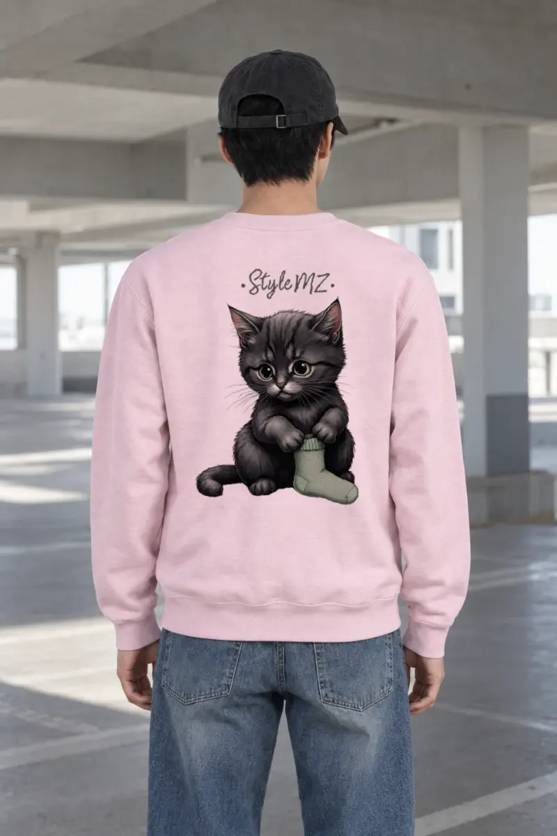 "Kitten With Green Sock" Heavy Blend Unisex Crewneck Sweatshirt | Gildan 18000