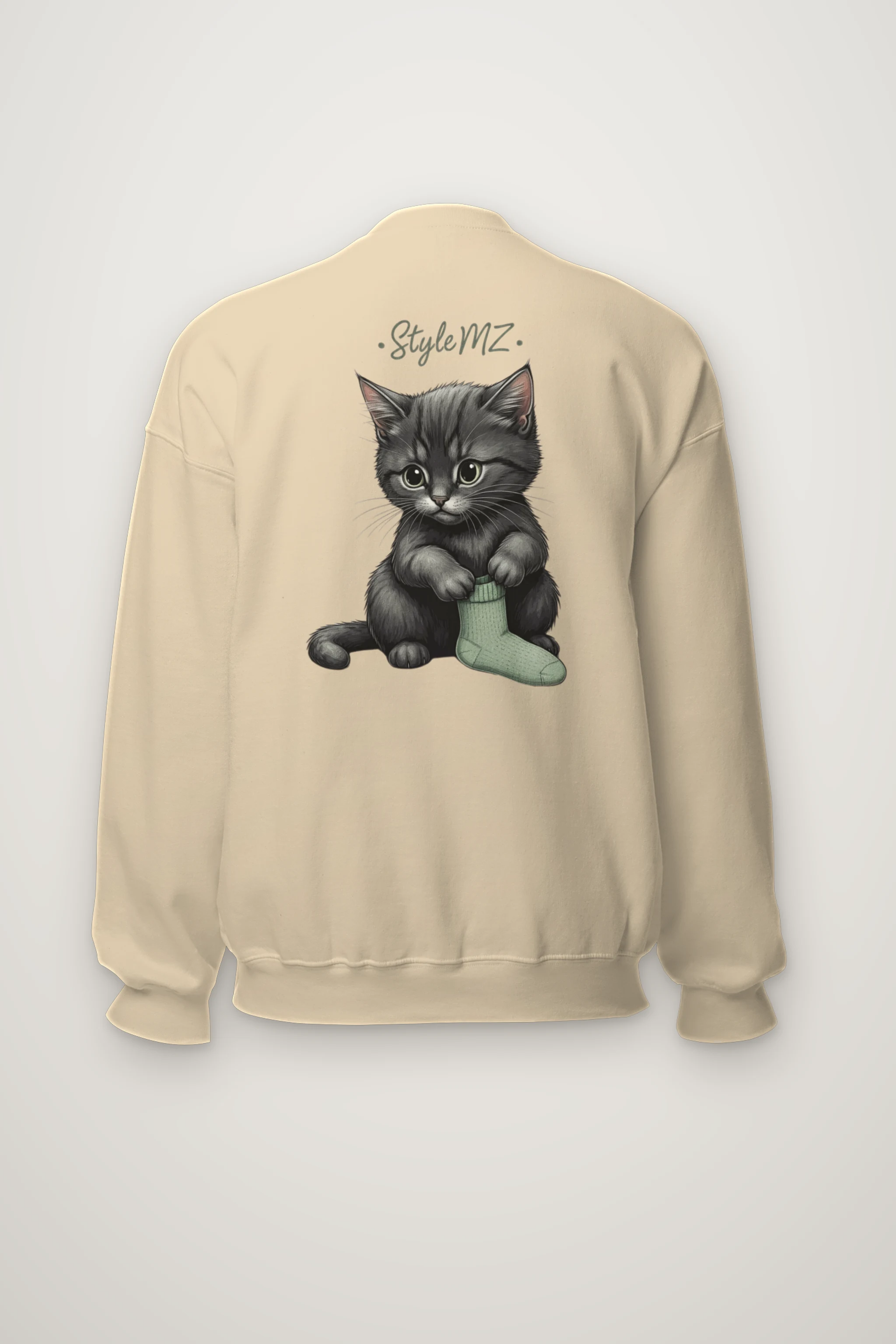 "Kitten With Green Sock" Heavy Blend Unisex Crewneck Sweatshirt