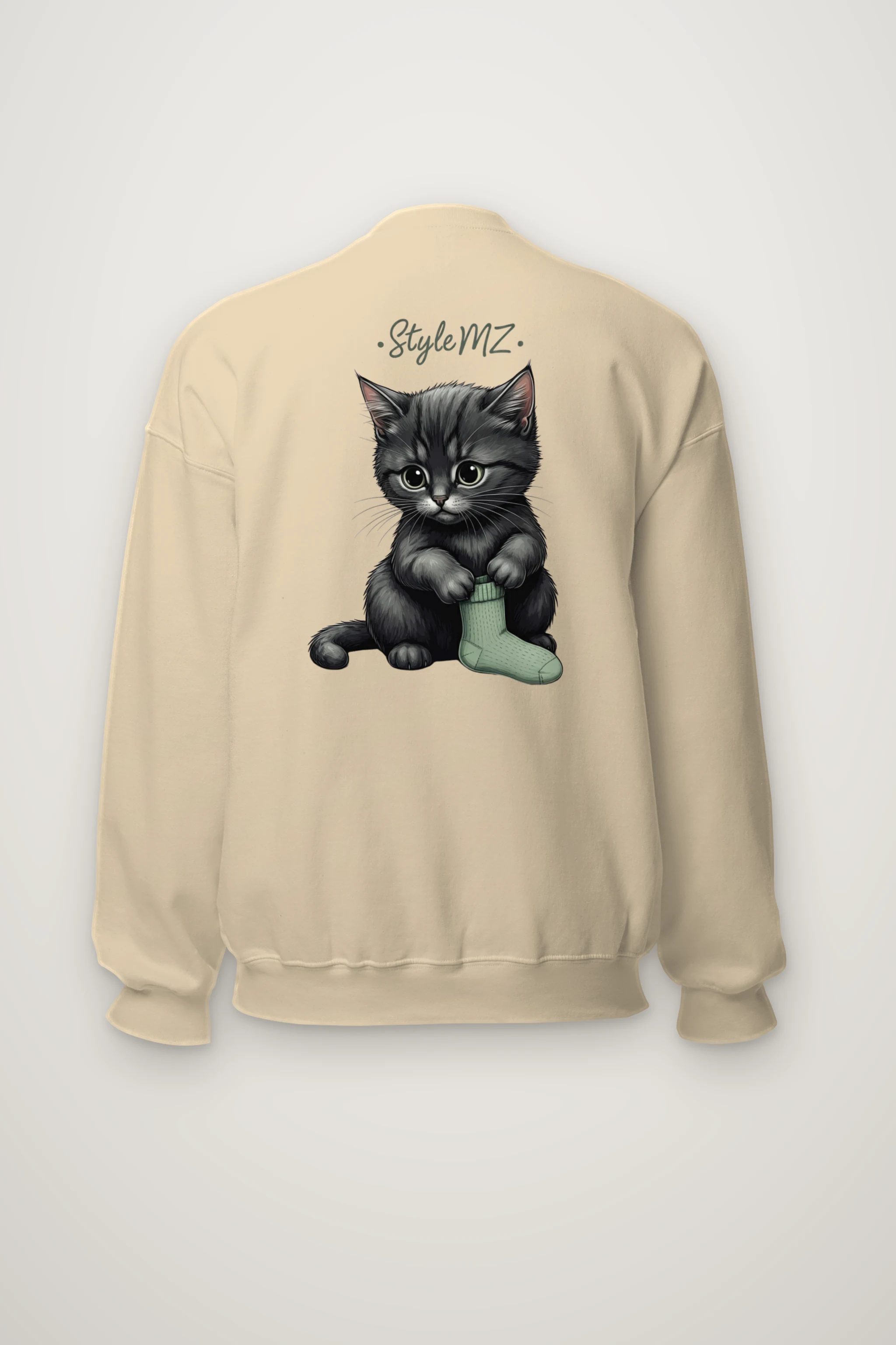 "Kitten With Green Sock" Heavy Blend Unisex Crewneck Sweatshirt