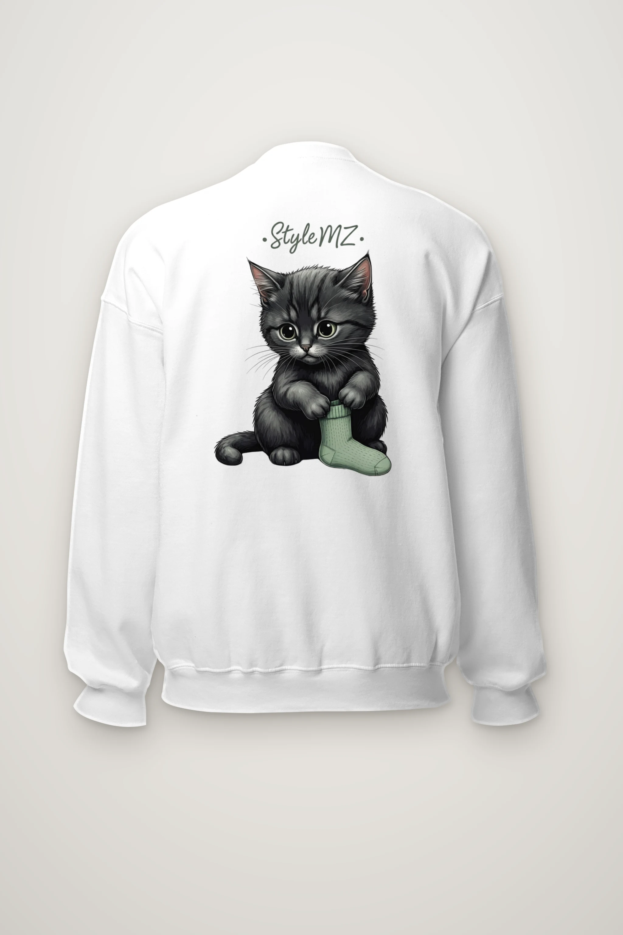 "Kitten With Green Sock" Heavy Blend Unisex Crewneck Sweatshirt