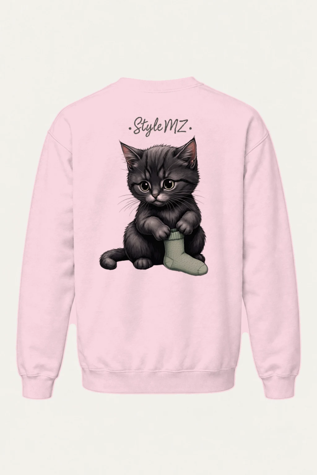"Kitten With Green Sock" Heavy Blend Unisex Crewneck Sweatshirt | Gildan 18000
