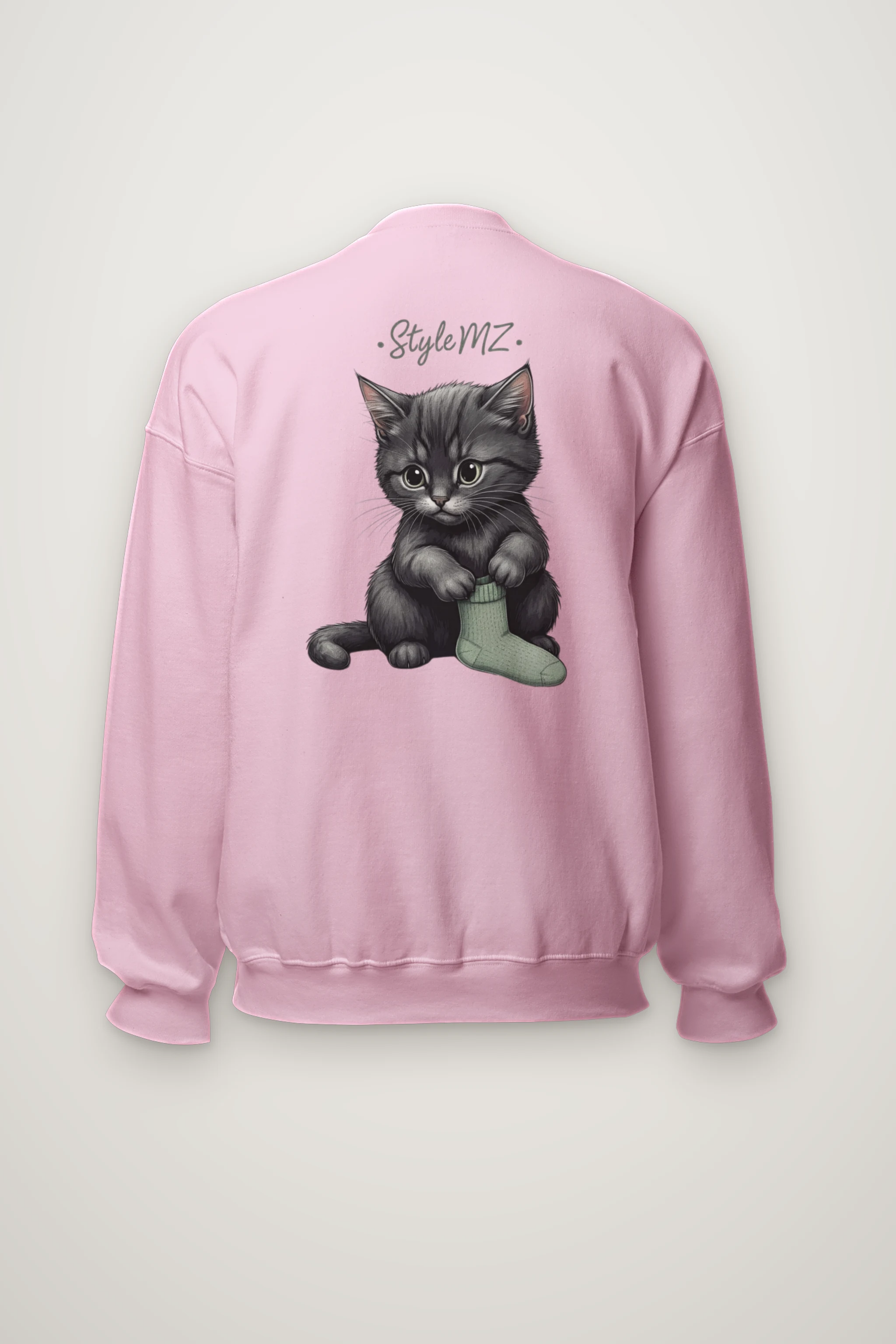 "Kitten With Green Sock" Heavy Blend Unisex Crewneck Sweatshirt