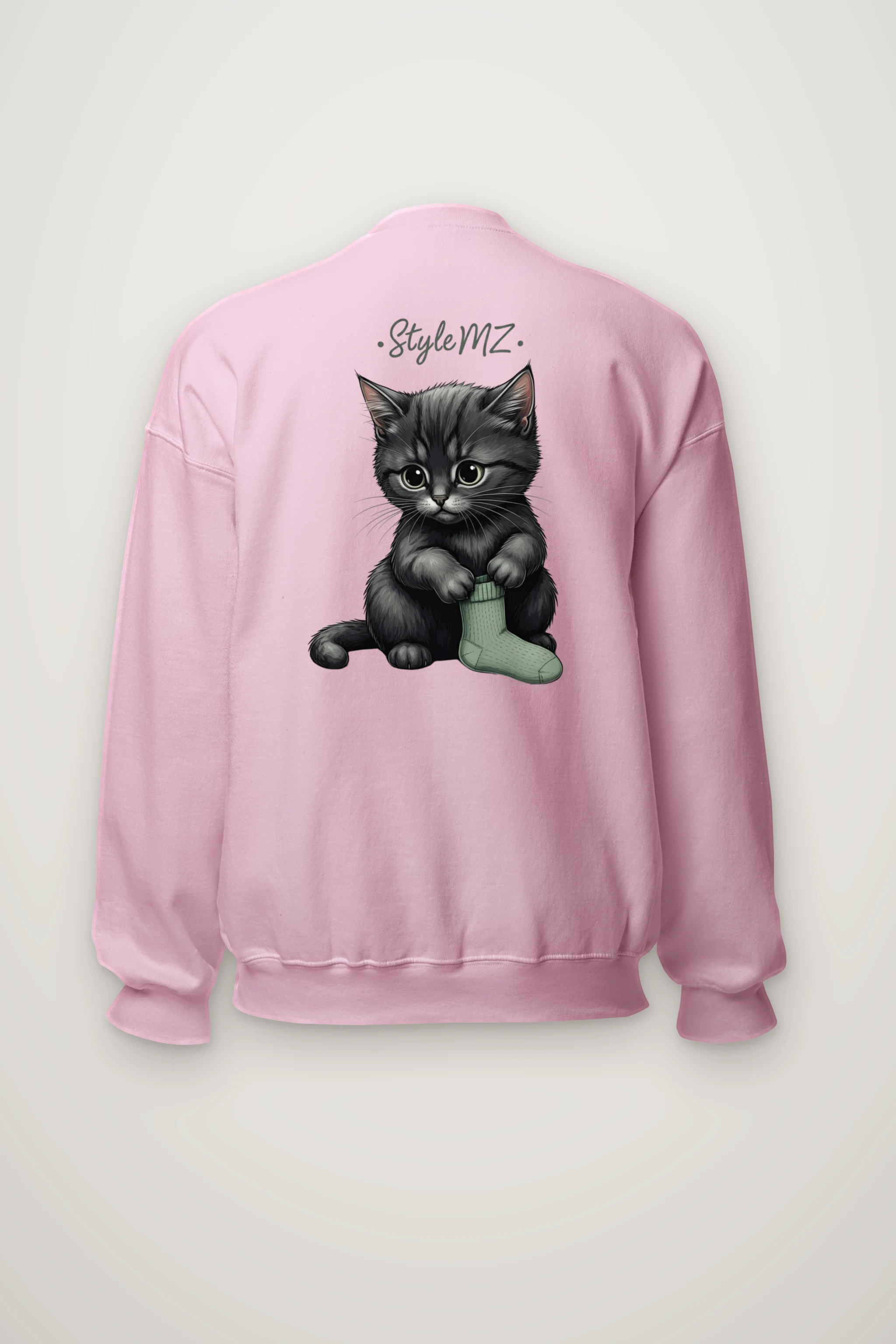 "Kitten With Green Sock" Heavy Blend Unisex Crewneck Sweatshirt
