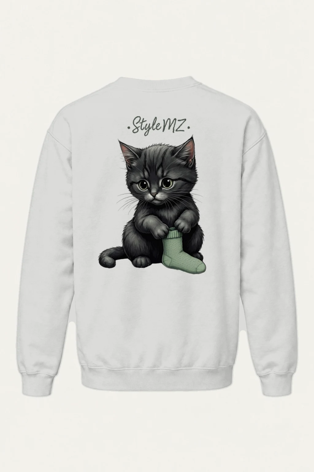 "Kitten With Green Sock" Heavy Blend Unisex Crewneck Sweatshirt | Gildan 18000