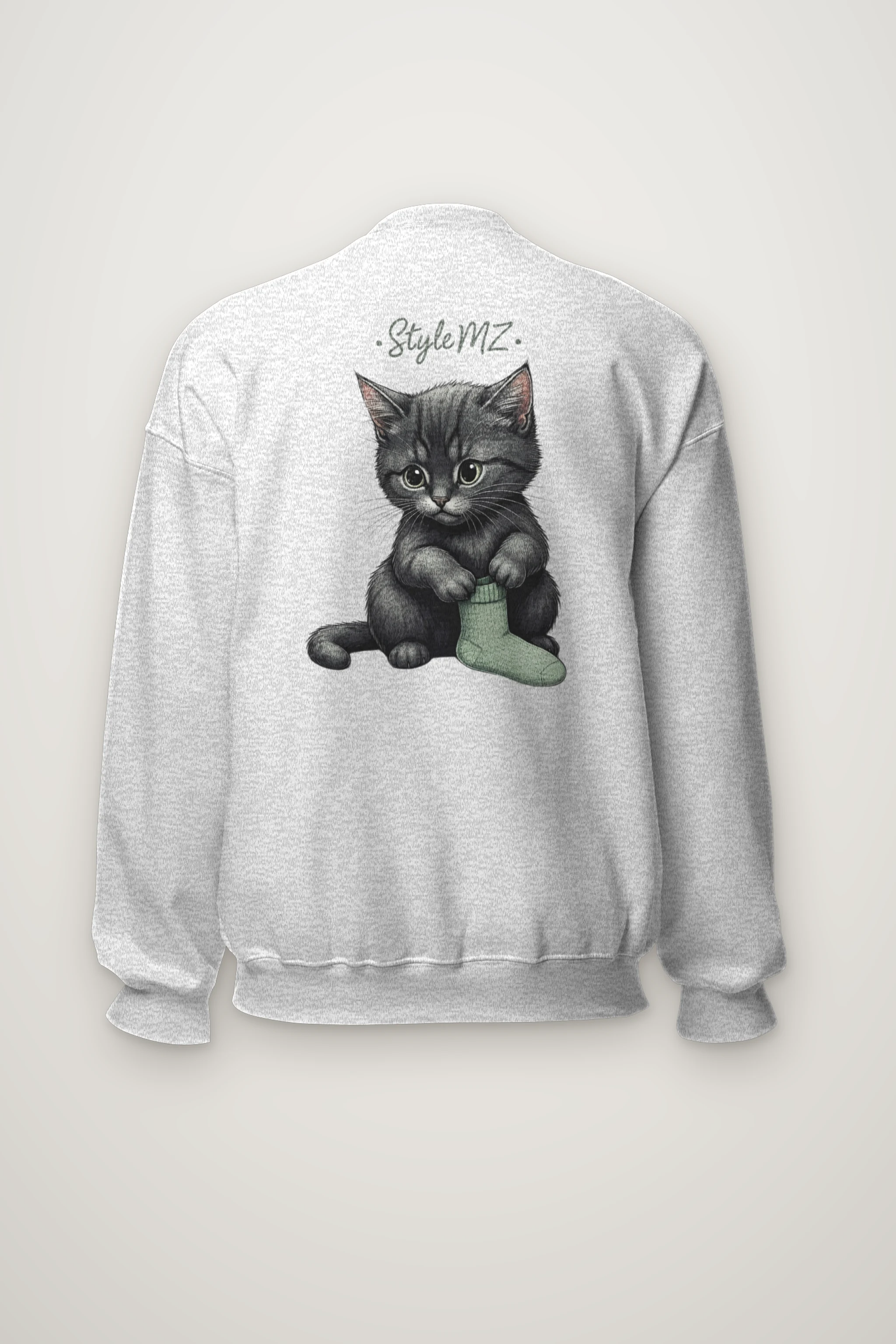"Kitten With Green Sock" Heavy Blend Unisex Crewneck Sweatshirt