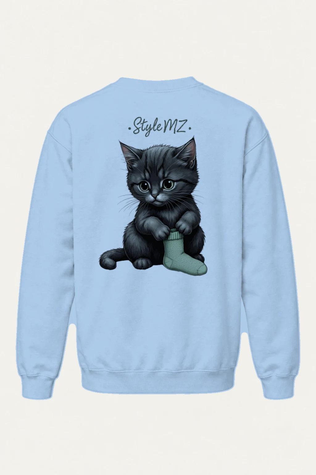 "Kitten With Green Sock" Heavy Blend Unisex Crewneck Sweatshirt | Gildan 18000