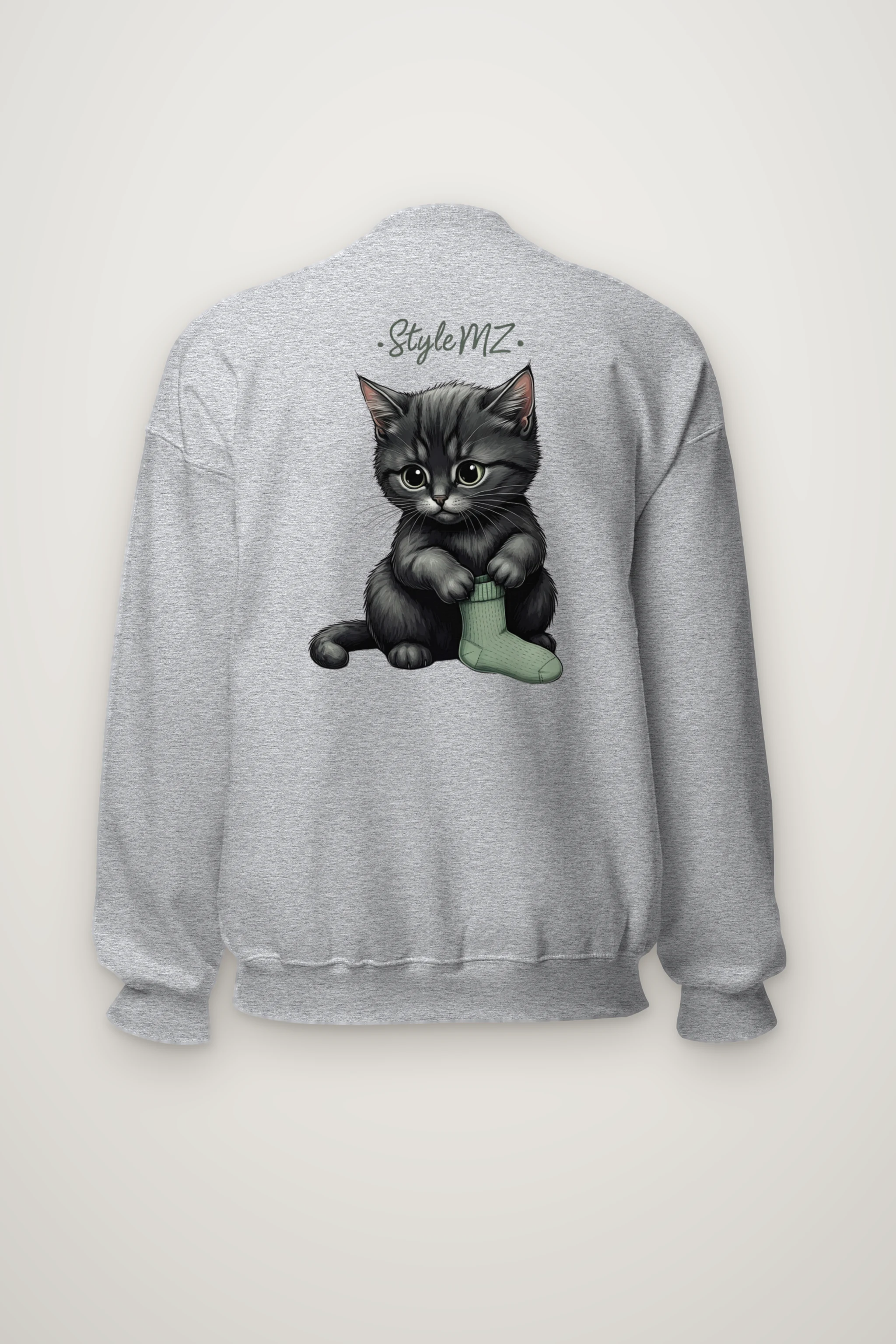 "Kitten With Green Sock" Heavy Blend Unisex Crewneck Sweatshirt