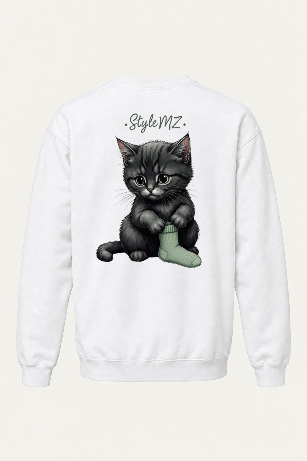 "Kitten With Green Sock" Heavy Blend Unisex Crewneck Sweatshirt | Gildan 18000