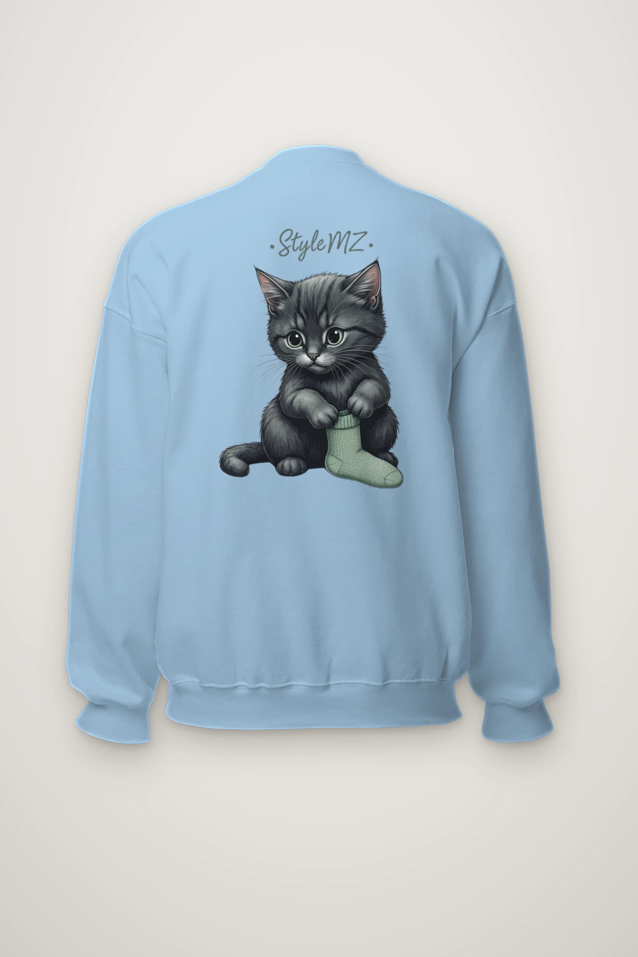 "Kitten With Green Sock" Heavy Blend Unisex Crewneck Sweatshirt