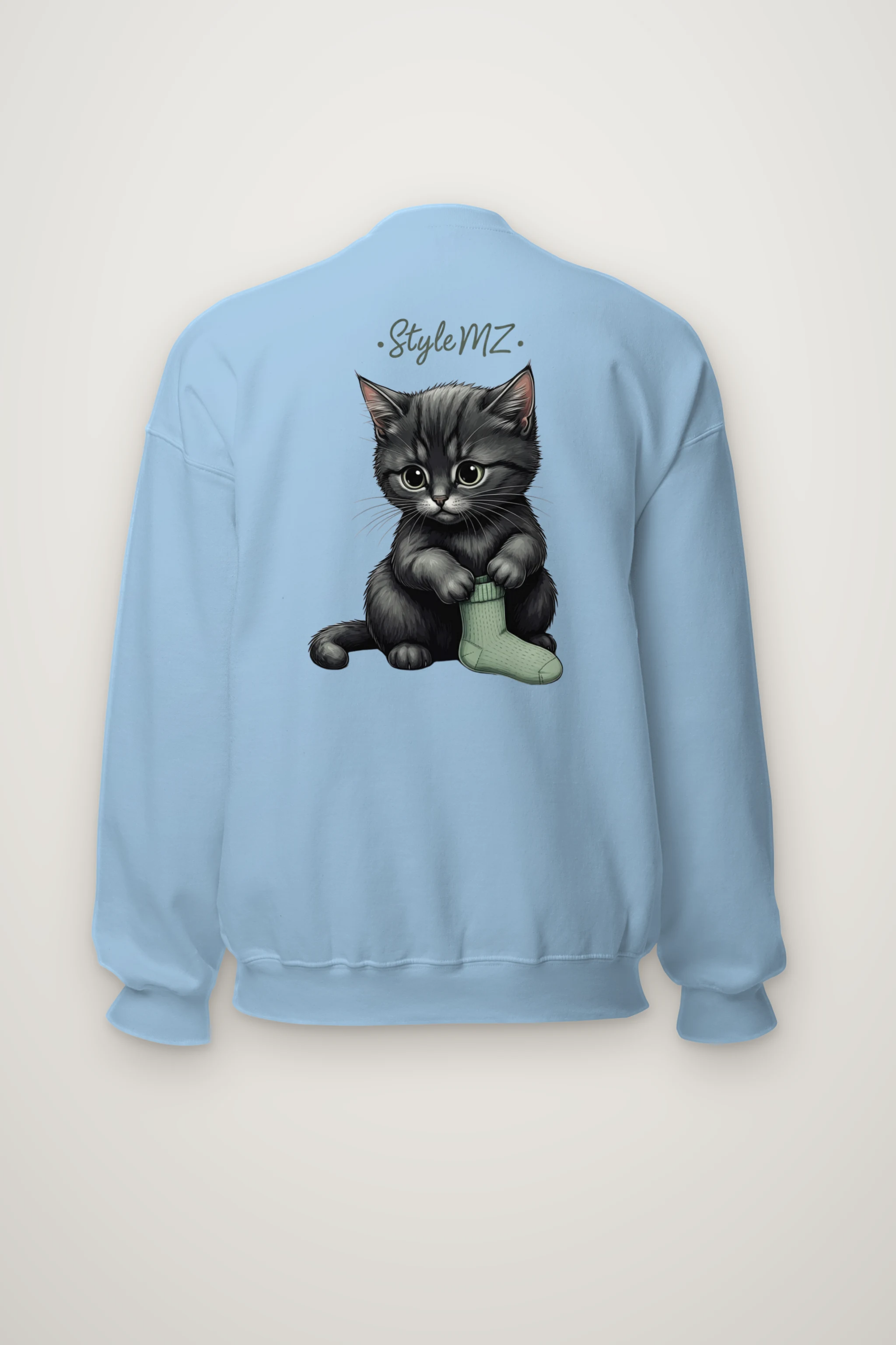 "Kitten With Green Sock" Heavy Blend Unisex Crewneck Sweatshirt
