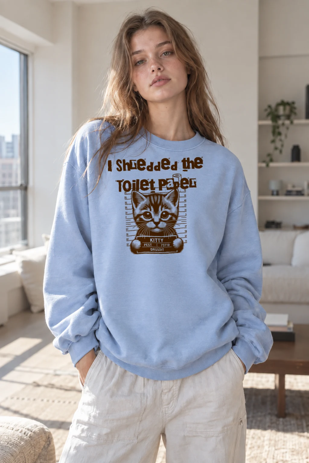 "Kitty Pest Mugshot" Heavy Blend Unisex Crewneck Sweatshirt | Gildan 18000