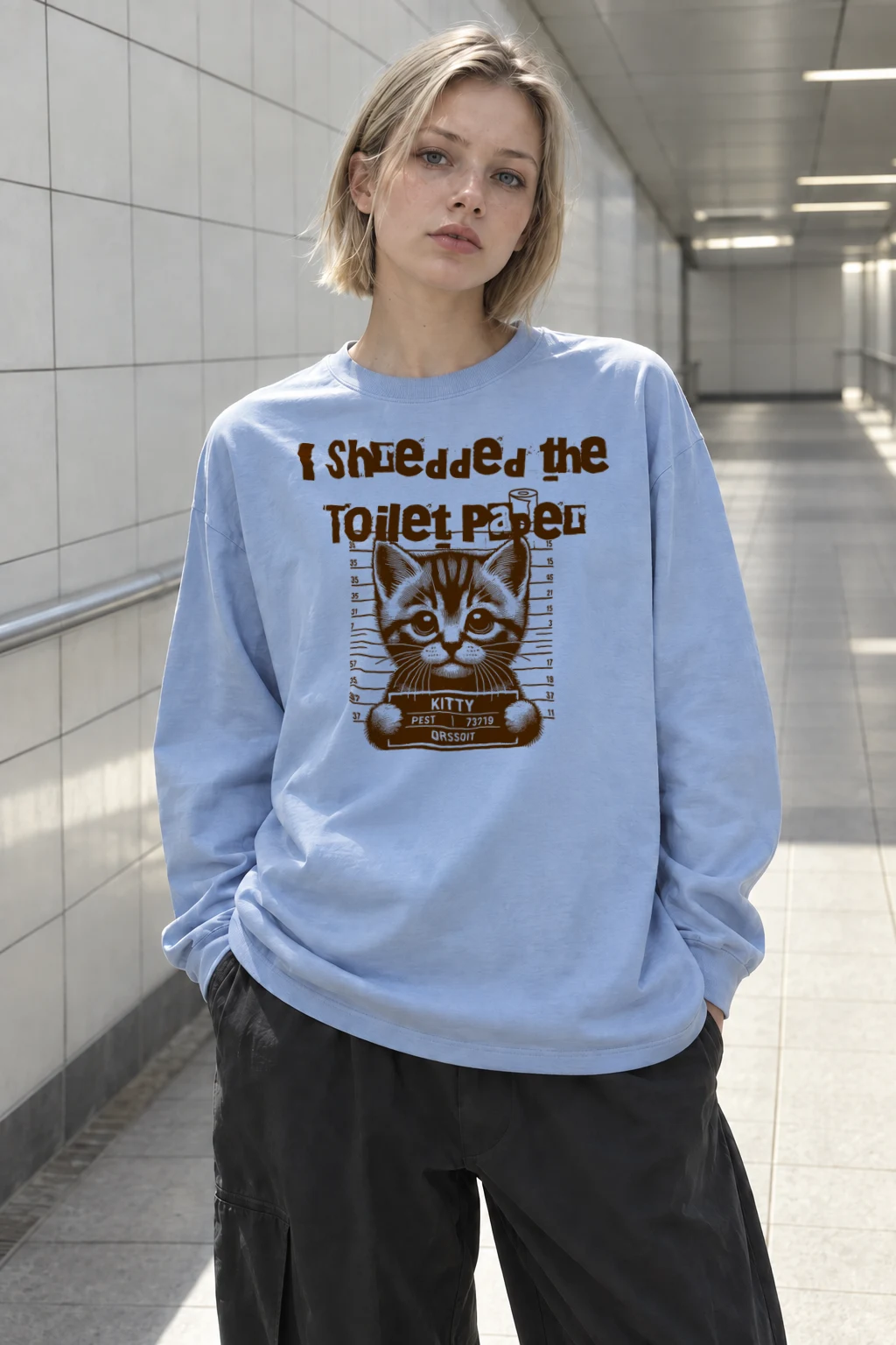 "Kitty Pest Mugshot" Unisex Longsleeve T-shirt | Gildan 2400