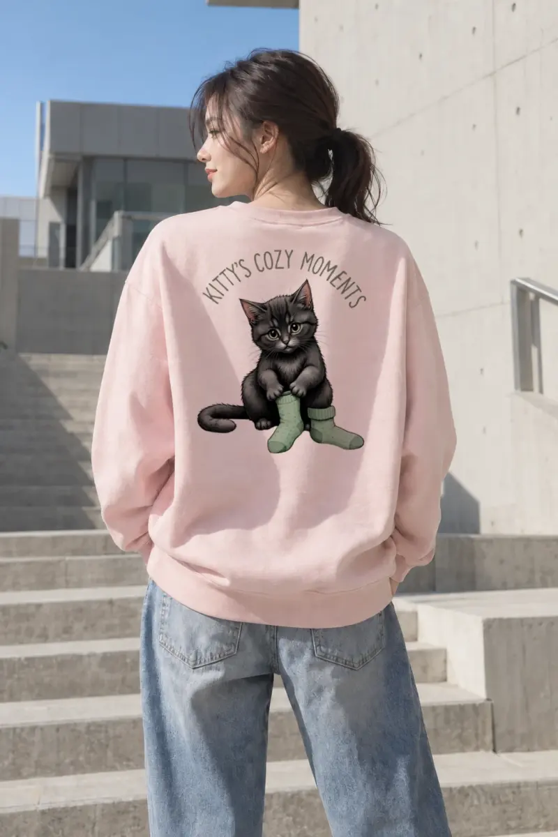 “Kitty’s Cozy Moments” Heavy Blend Unisex Crewneck Sweatshirt | Gildan 18000