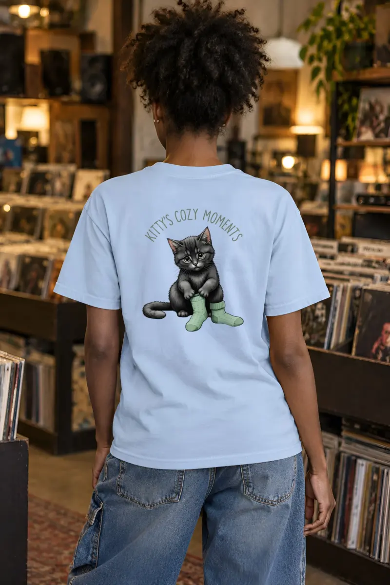 "Kitty's Cozy Moments" Heavyweight Unisex Crewneck T-shirt