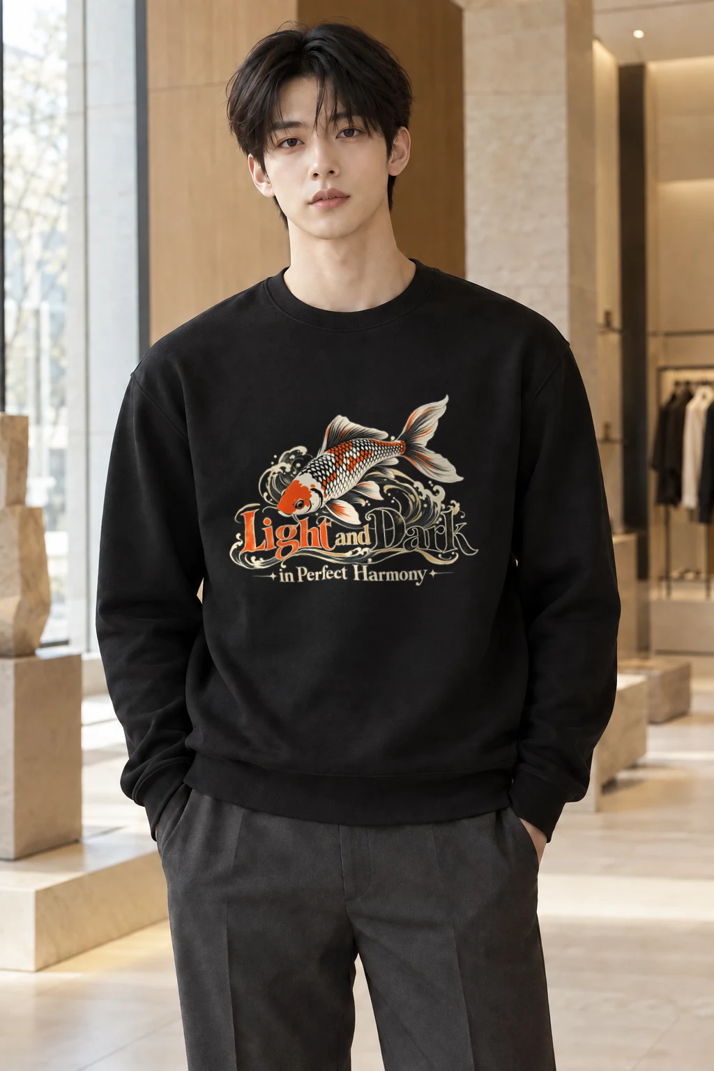 "Koi Harmony" Heavy Blend Unisex Crewneck Sweatshirt | Gildan 18000