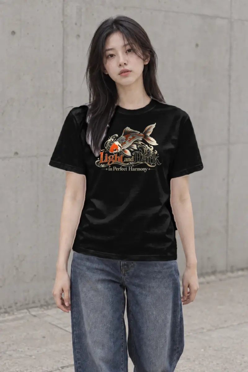 "Koi Wave Harmony" Heavyweight Unisex Crewneck T-shirt | Gildan 5000