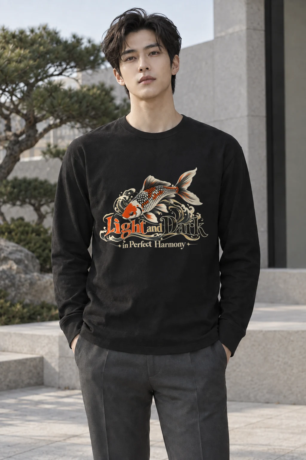 "Koi Wave Harmony" Unisex Longsleeve T-shirt | Gildan 2400