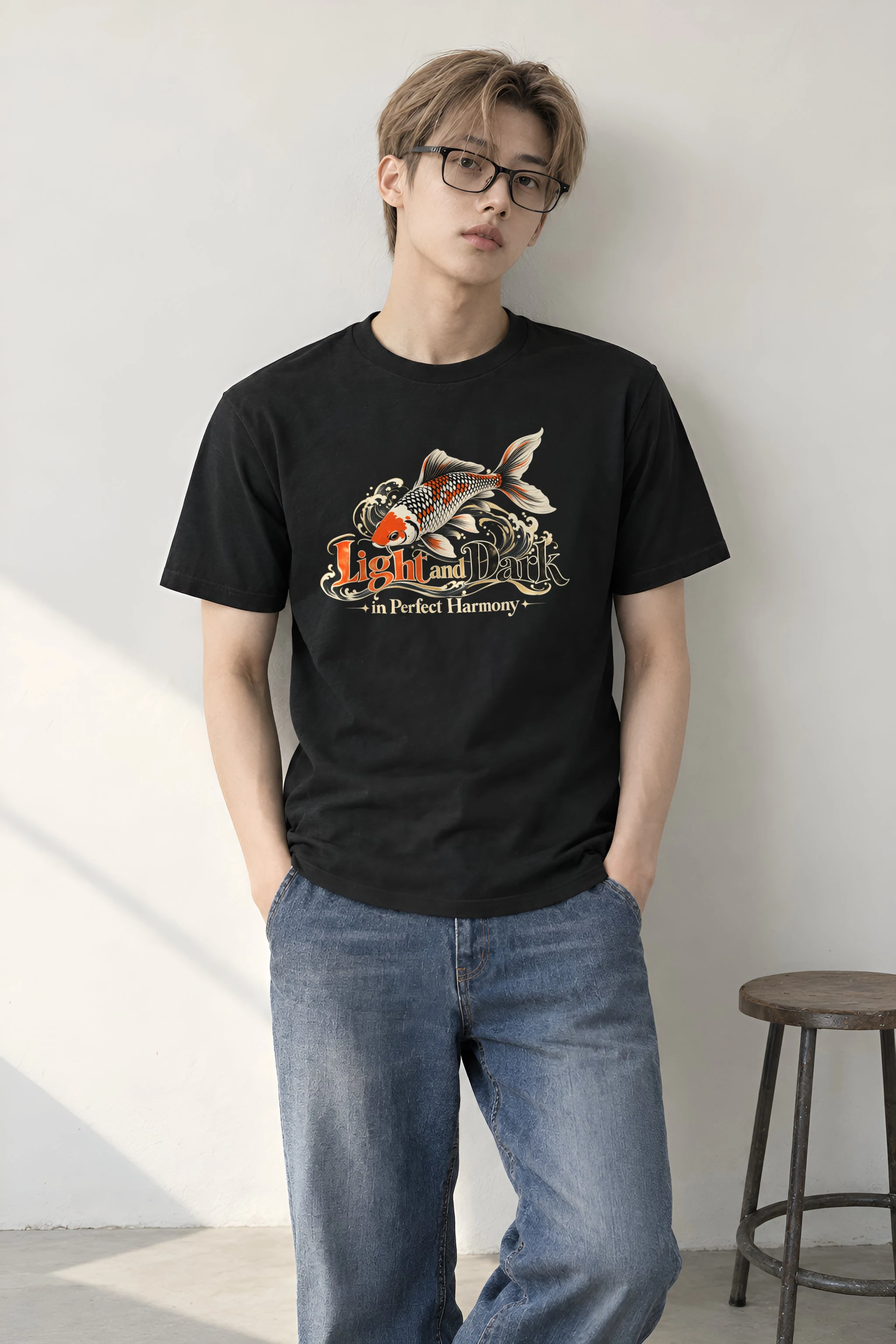 "Koi Waves" Heavyweight Unisex Crewneck T-shirt