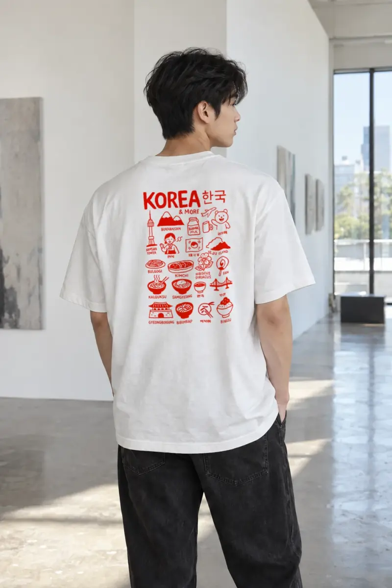 "Korea And More" Heavyweight Unisex Crewneck T-shirt | Gildan 5000