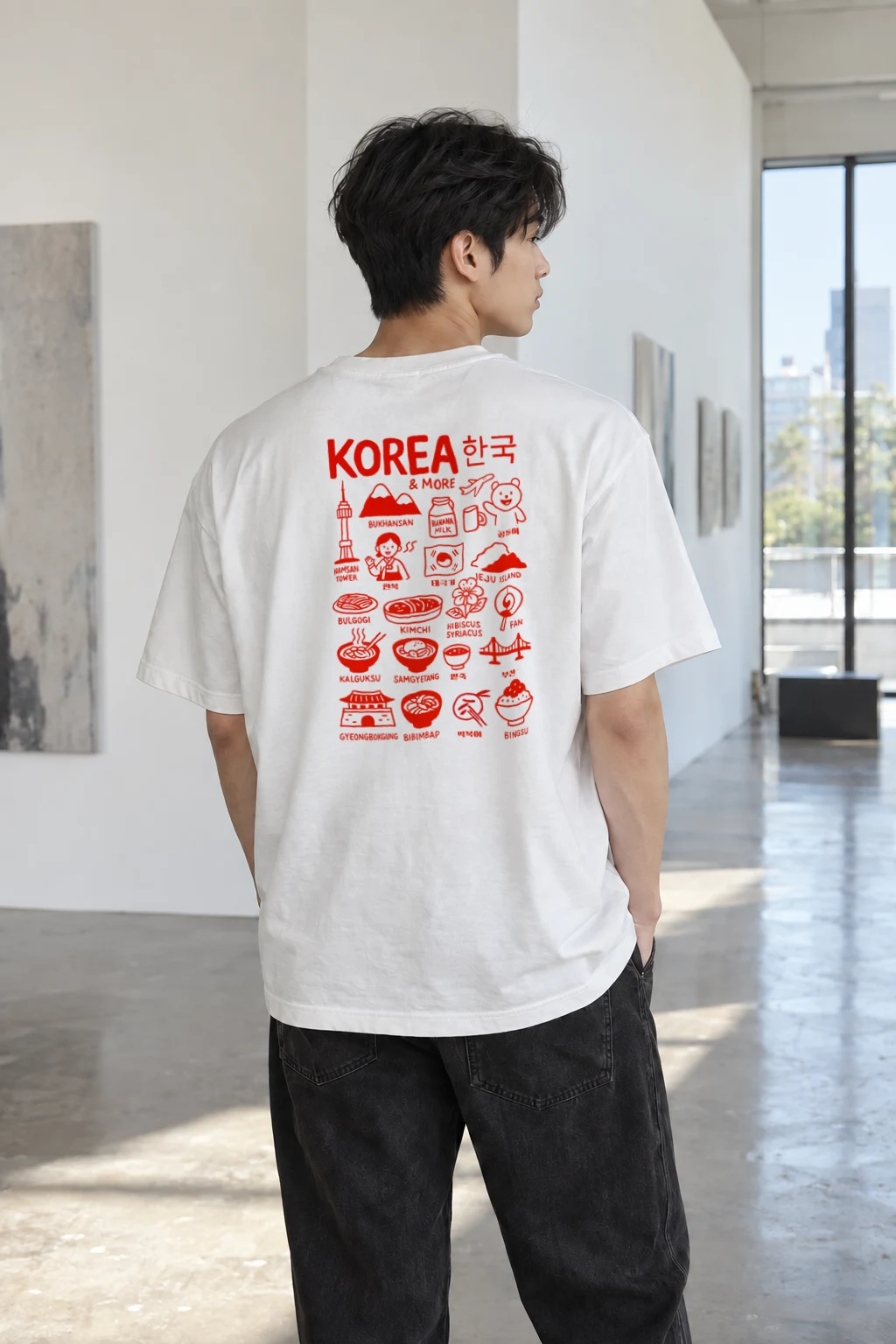 "Korea And More" Heavyweight Unisex Crewneck T-shirt | Gildan 5000