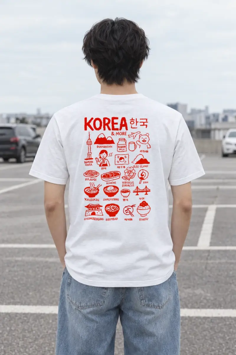 "Korea And More" Heavyweight Unisex Crewneck T-shirt | Gildan 5000