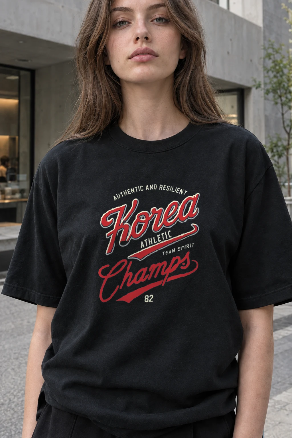 "Korea Athletic Spirit" Heavyweight Unisex Crewneck T-shirt | Gildan 5000