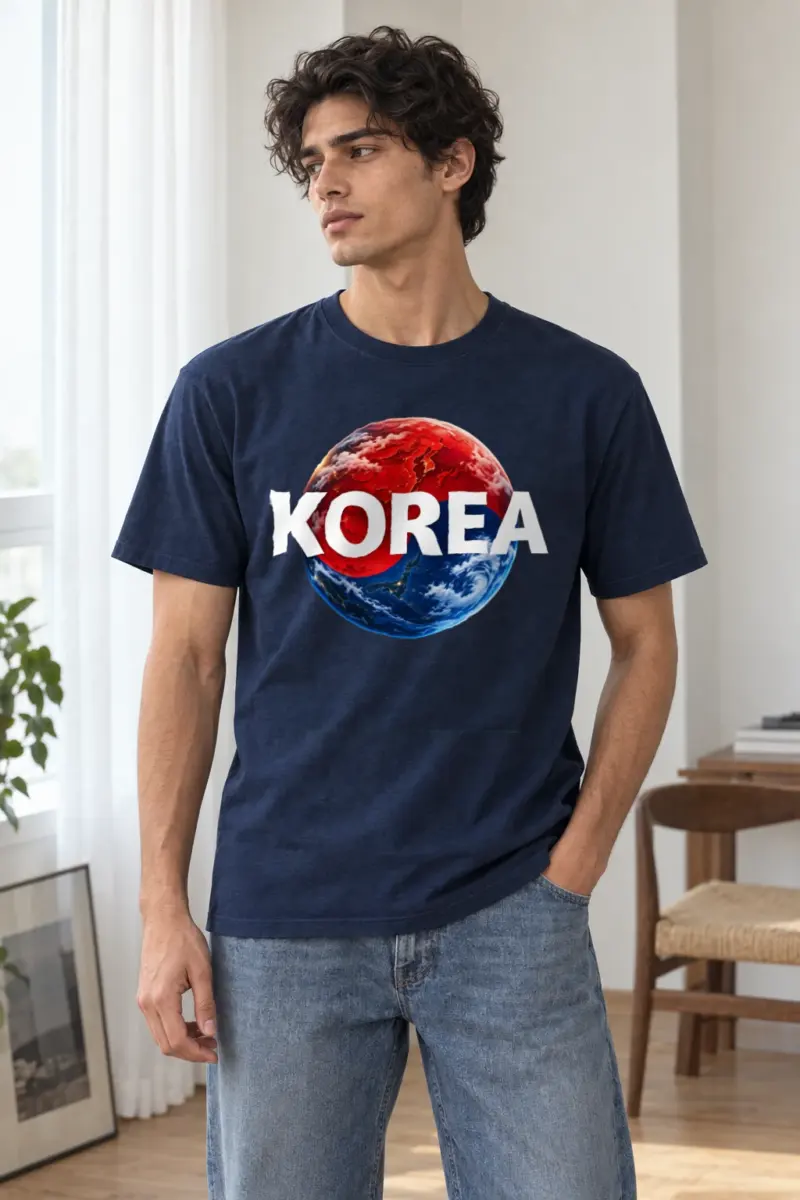 "Korea Earth" Heavyweight Unisex Crewneck T-shirt | Gildan 5000