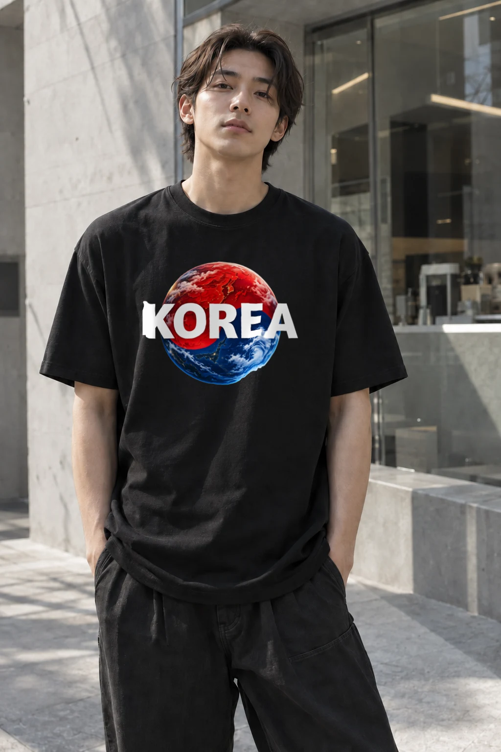 "Korea Earth" Heavyweight Unisex Crewneck T-shirt | Gildan 5000