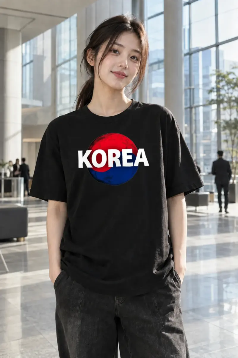 "Korea Globe" Heavyweight Unisex Crewneck T-shirt | Gildan 5000
