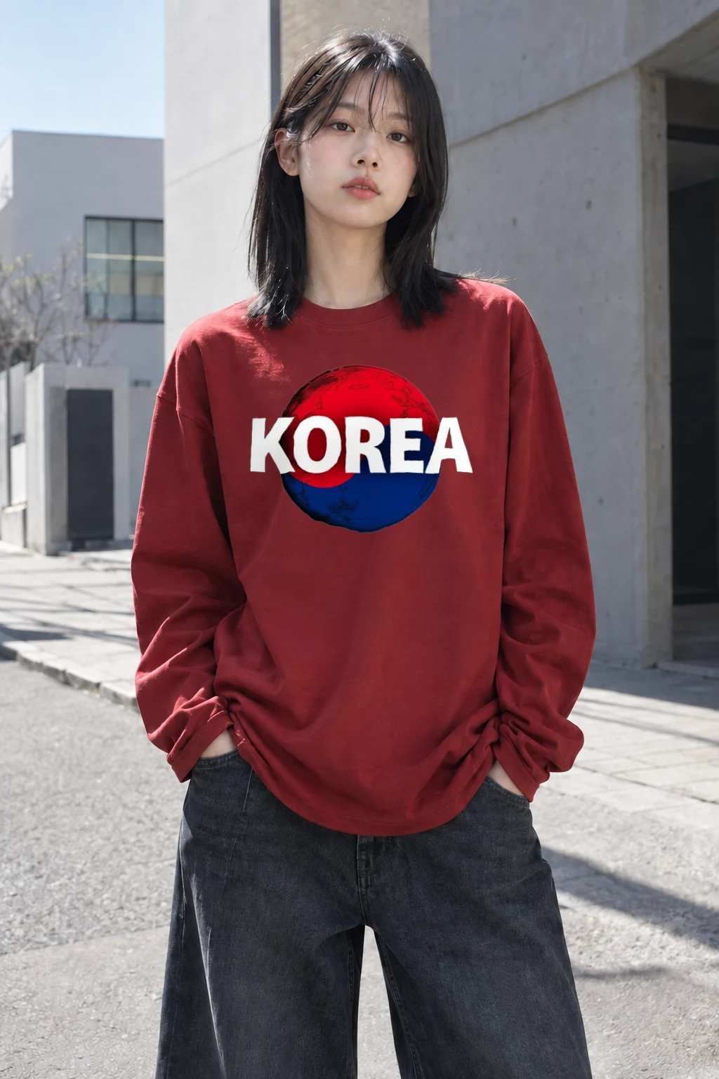 "Korea Globe" Unisex Longsleeve T-shirt | Gildan 2400