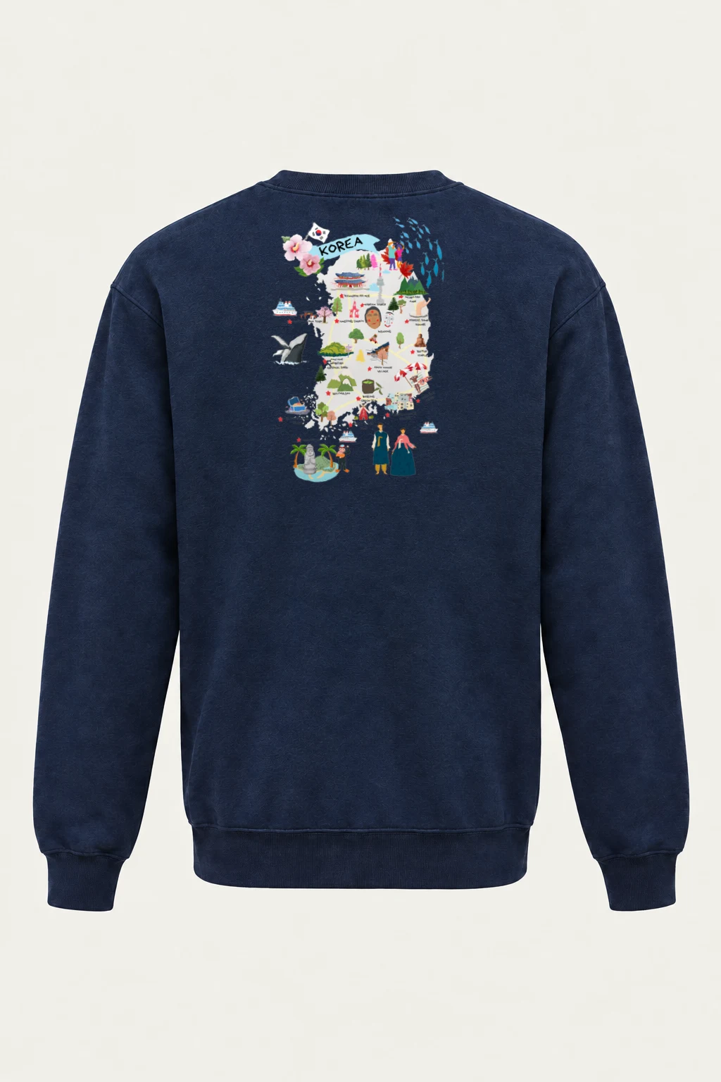 "Korea Illustrated Map" Heavy Blend Unisex Crewneck Sweatshirt | Gildan 18000