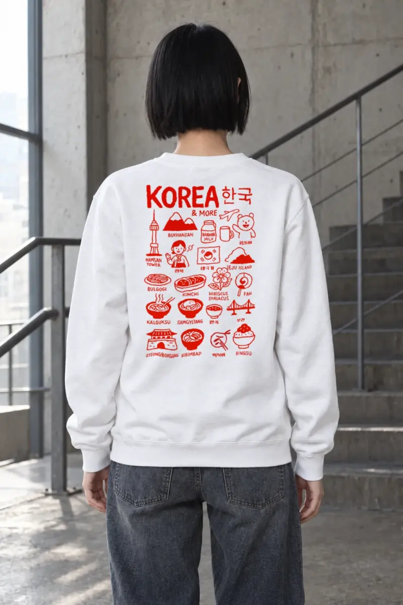 "Korea & More" Heavy Blend Unisex Crewneck Sweatshirt | Gildan 18000