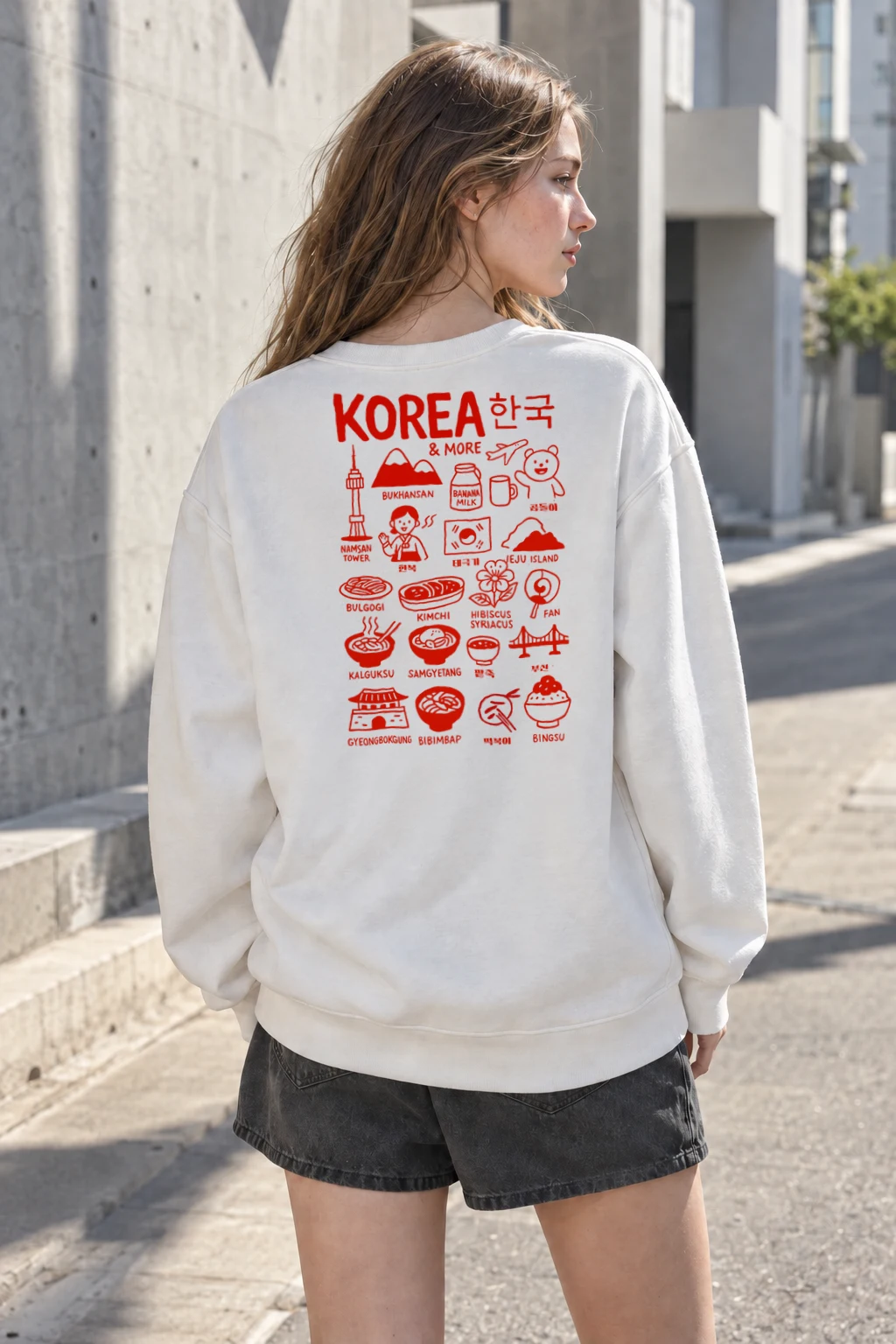 "Korea & More" Heavy Blend Unisex Crewneck Sweatshirt | Gildan 18000