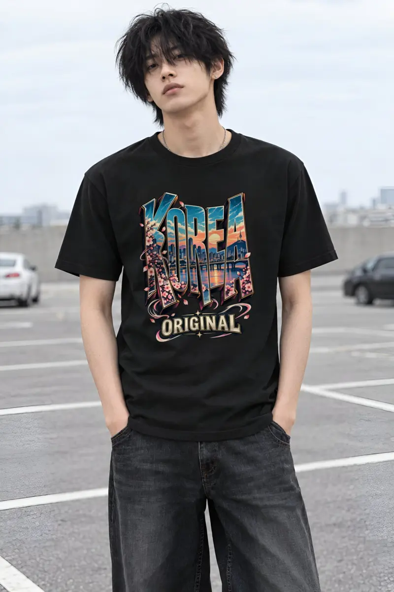 "Skyline Glow Korea" Heavyweight Unisex Crewneck T-shirt