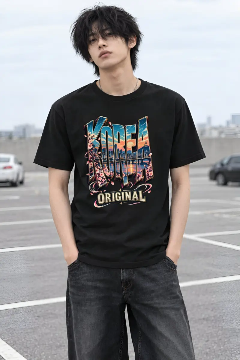 "Skyline Glow Korea" Heavyweight Unisex Crewneck T-shirt