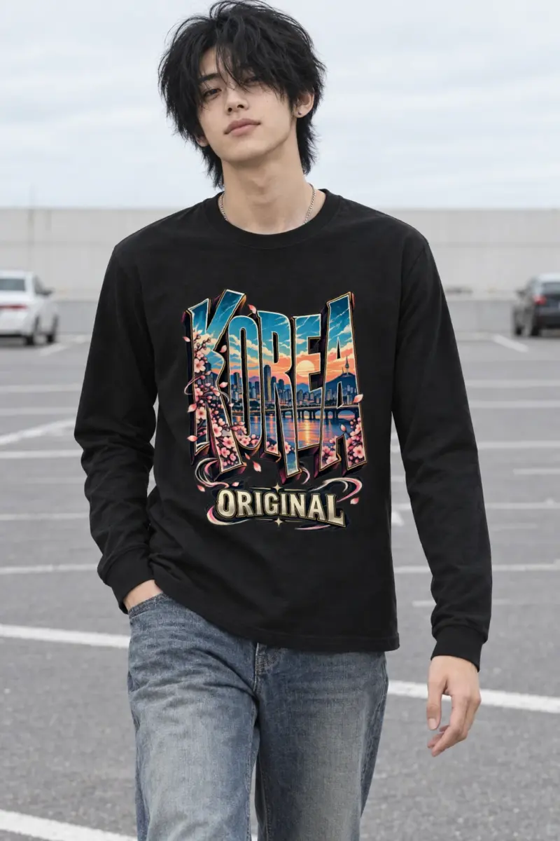 "Seoul Skyline Lettering" Unisex Longsleeve T-shirt
