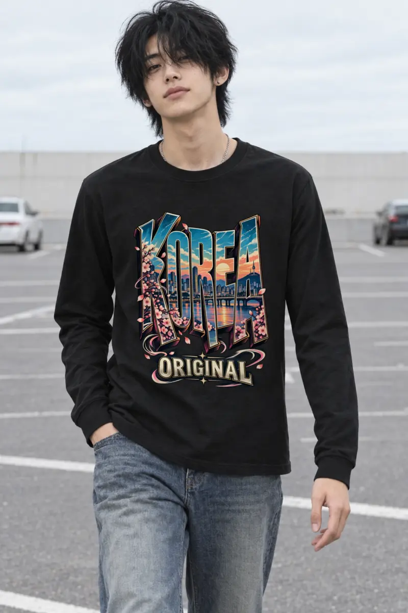 "Seoul Skyline Lettering" Unisex Longsleeve T-shirt