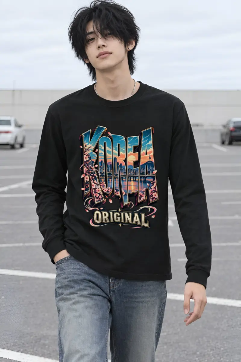 "Seoul Skyline Lettering" Unisex Longsleeve T-shirt
