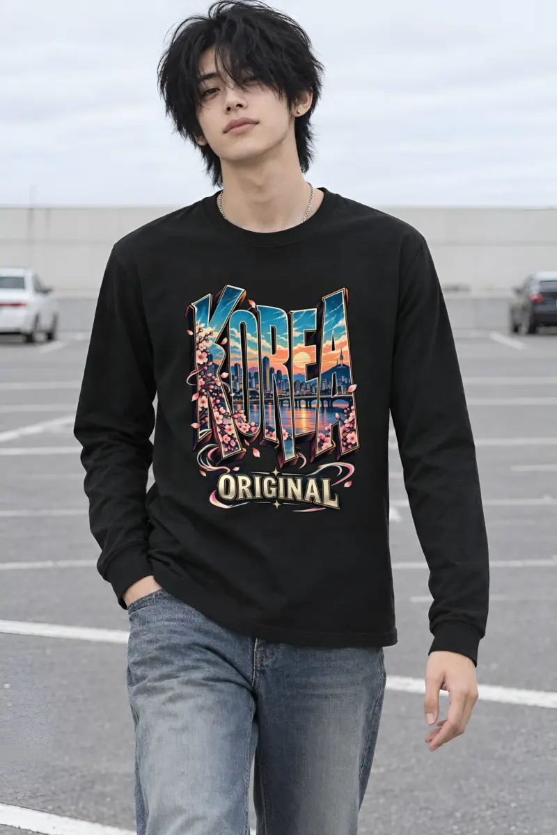 "Seoul Skyline Lettering" Unisex Longsleeve T-shirt