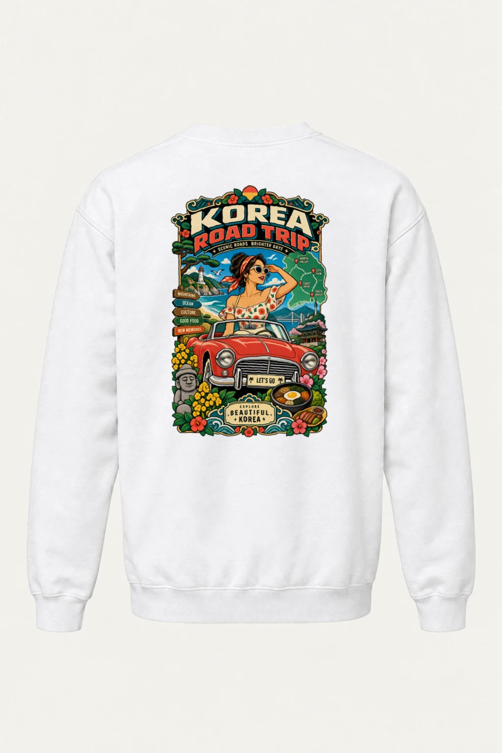 "Korea Road Trip" Heavy Blend Unisex Crewneck Sweatshirt | Gildan 18000