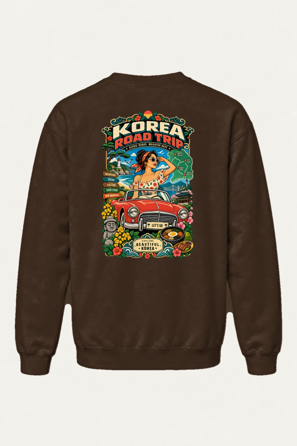 "Korea Road Trip" Heavy Blend Unisex Crewneck Sweatshirt | Gildan 18000