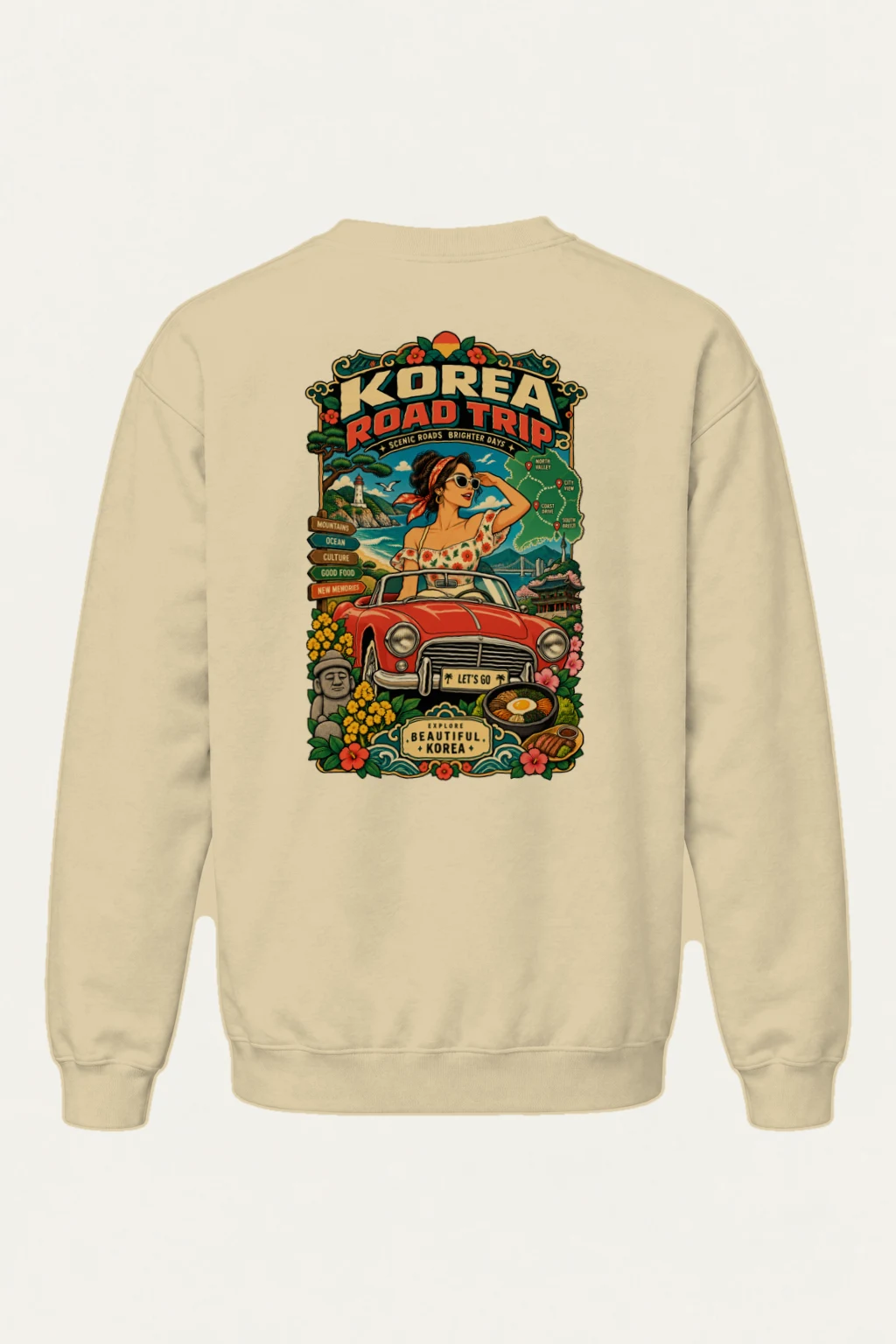 "Korea Road Trip" Heavy Blend Unisex Crewneck Sweatshirt | Gildan 18000