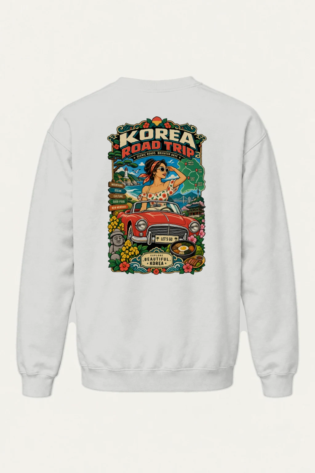 "Korea Road Trip" Heavy Blend Unisex Crewneck Sweatshirt | Gildan 18000