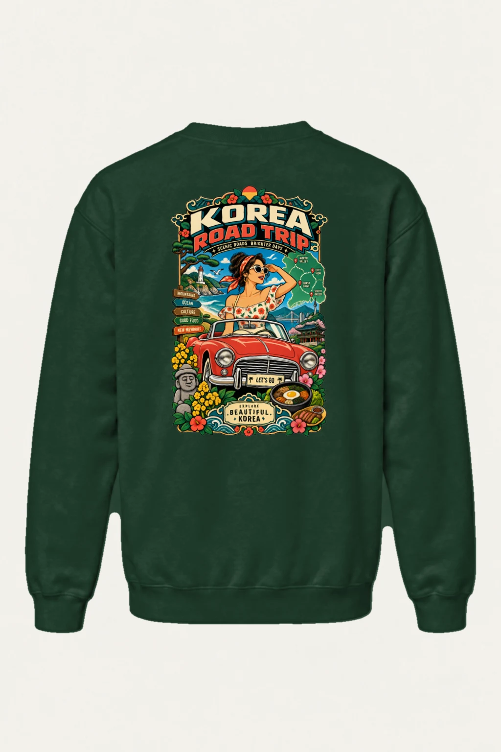 "Korea Road Trip" Heavy Blend Unisex Crewneck Sweatshirt | Gildan 18000
