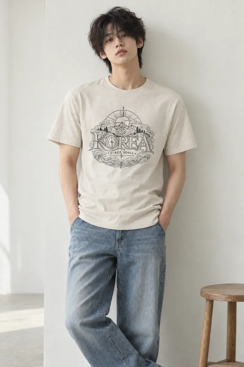 "Seoul Ridge Sun" Heavyweight Unisex Crewneck T-shirt