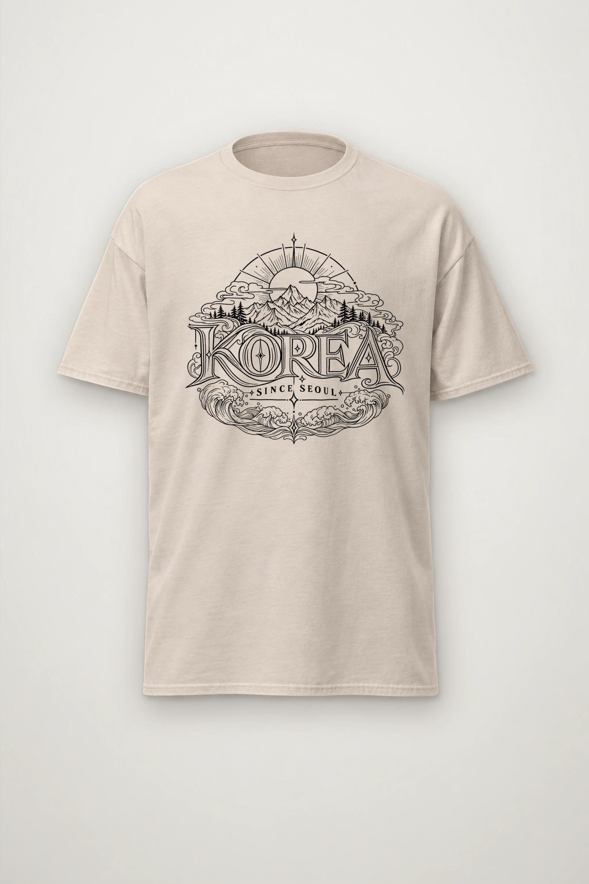 "Seoul Ridge Sun" Heavyweight Unisex Crewneck T-shirt