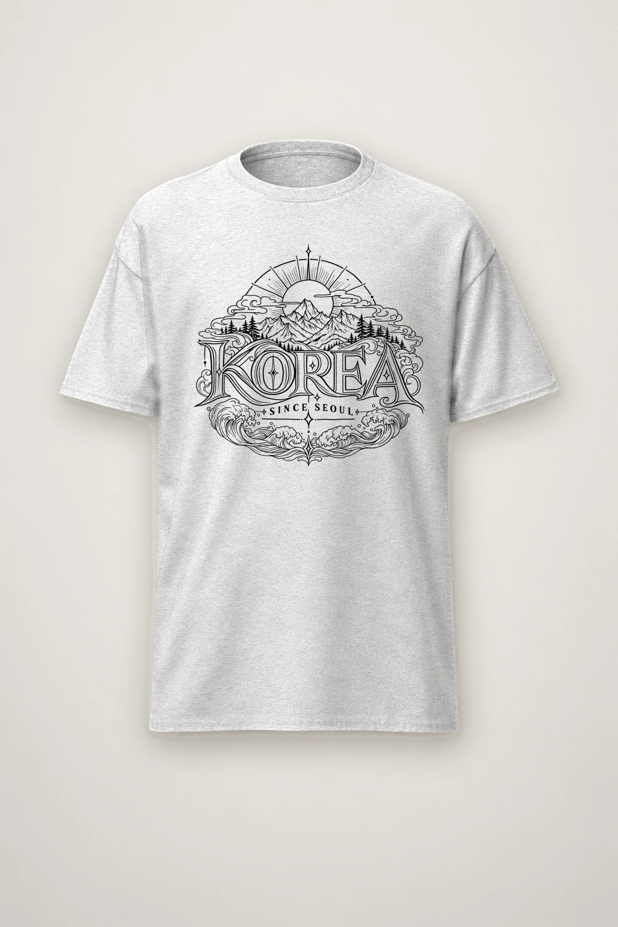 "Seoul Ridge Sun" Heavyweight Unisex Crewneck T-shirt