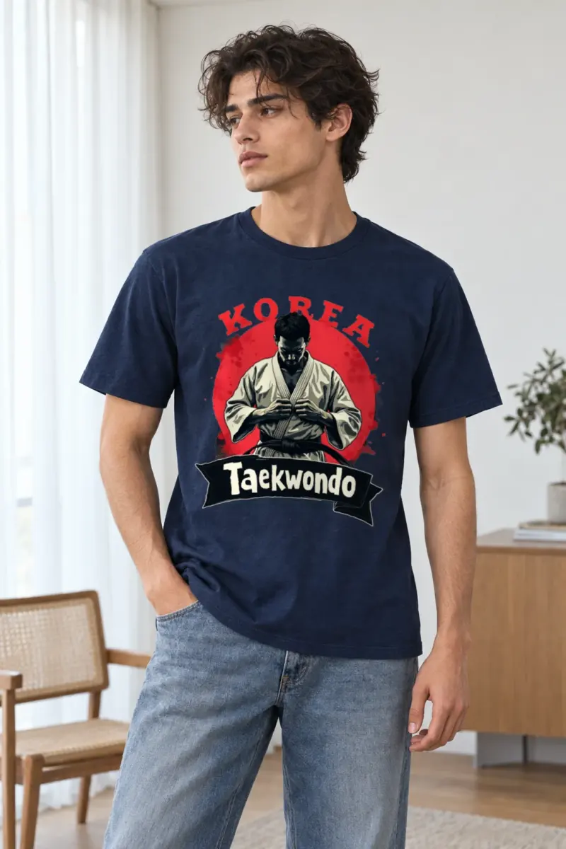 "Korea Taekwondo" Heavyweight Unisex Crewneck T-shirt | Gildan 5000