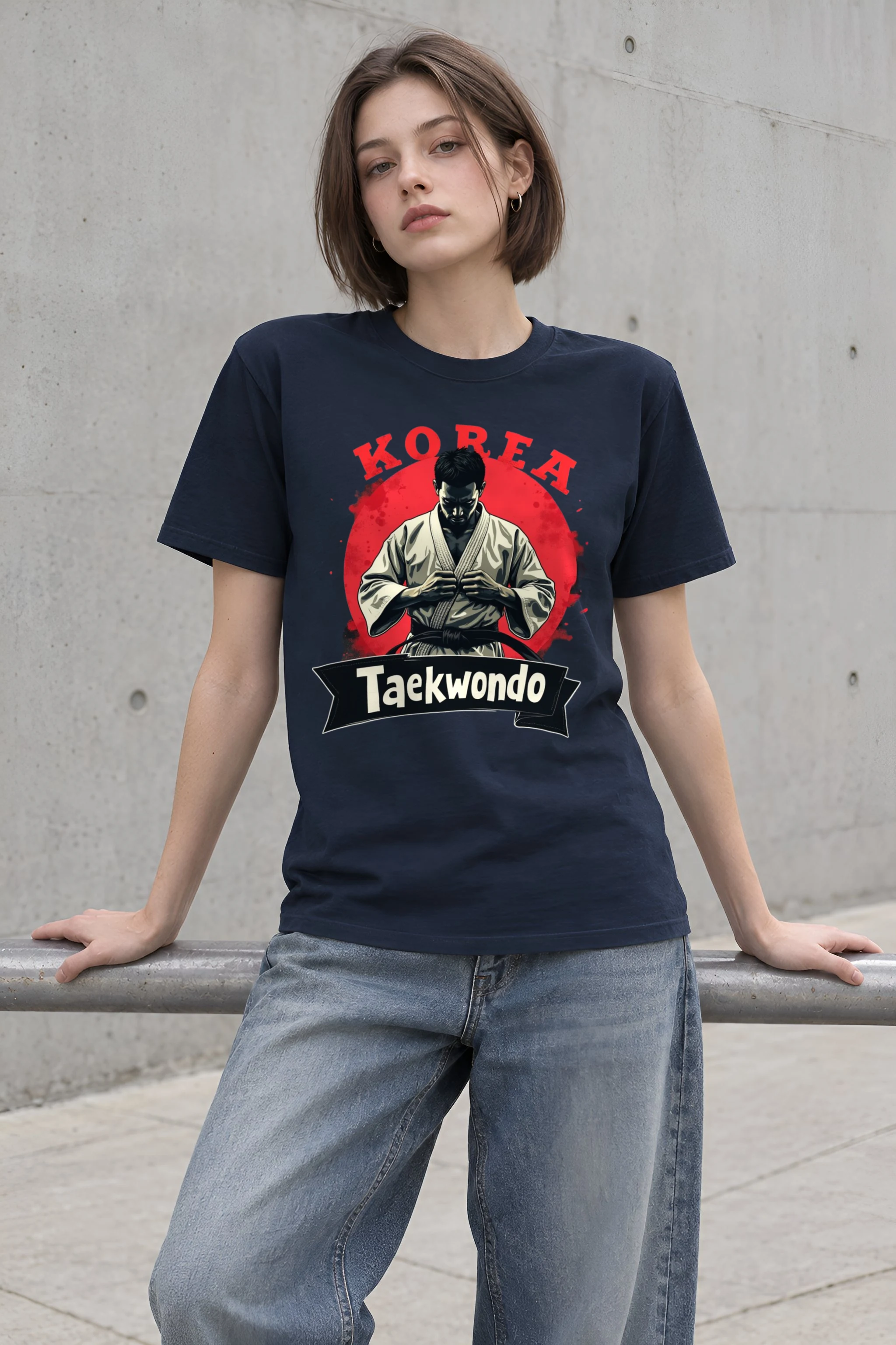 "Korea Taekwondo" Heavyweight Unisex Crewneck T-shirt