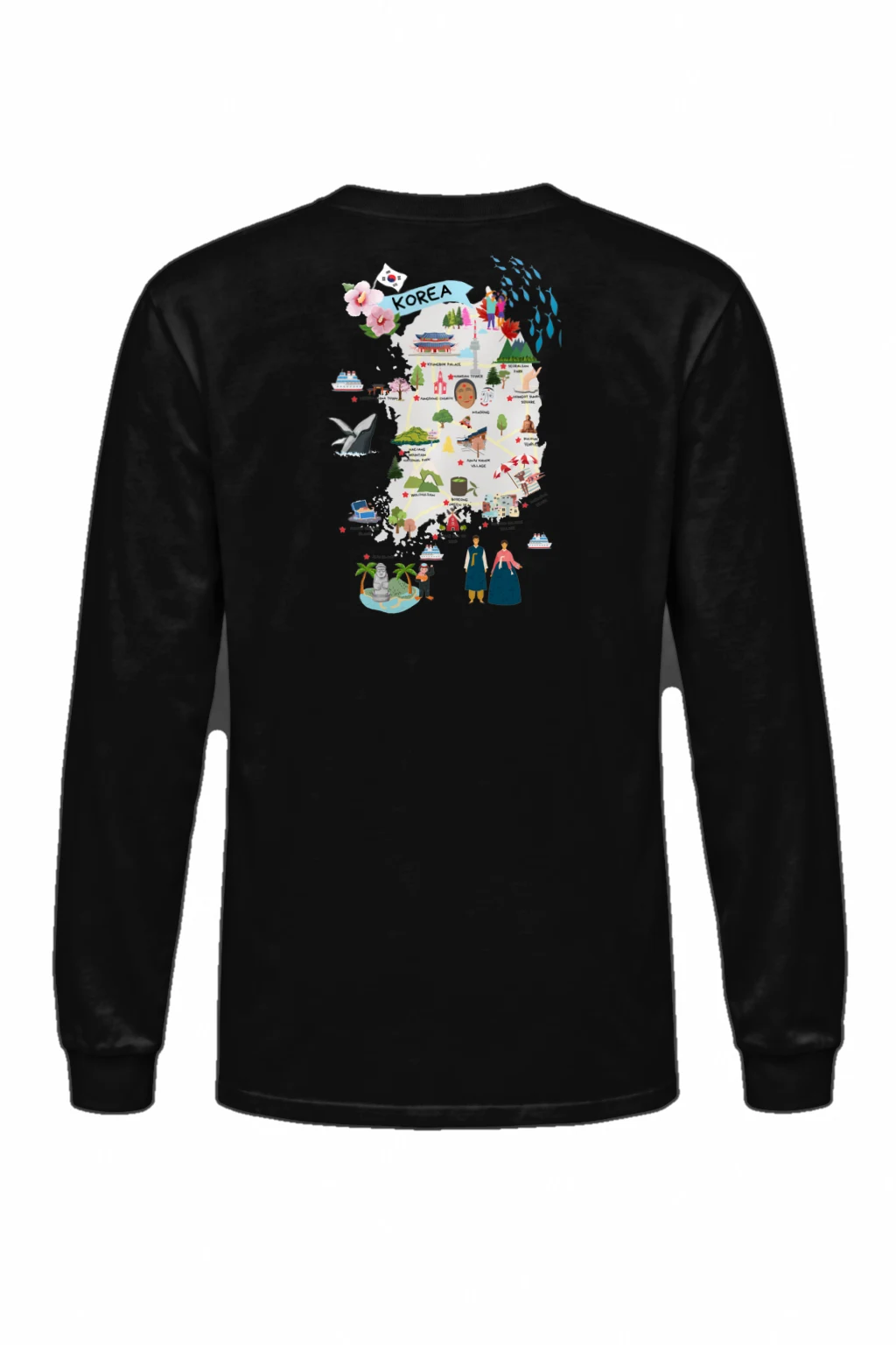 "Korea Travel Map" Unisex Longsleeve T-shirt | Gildan 2400